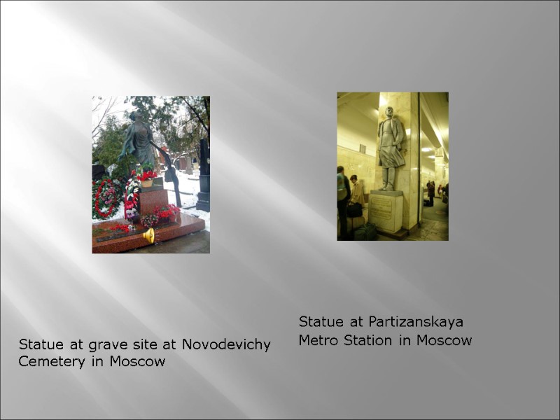 Statue at Partizanskaya  Metro Station in Moscow  Statue at grave site at